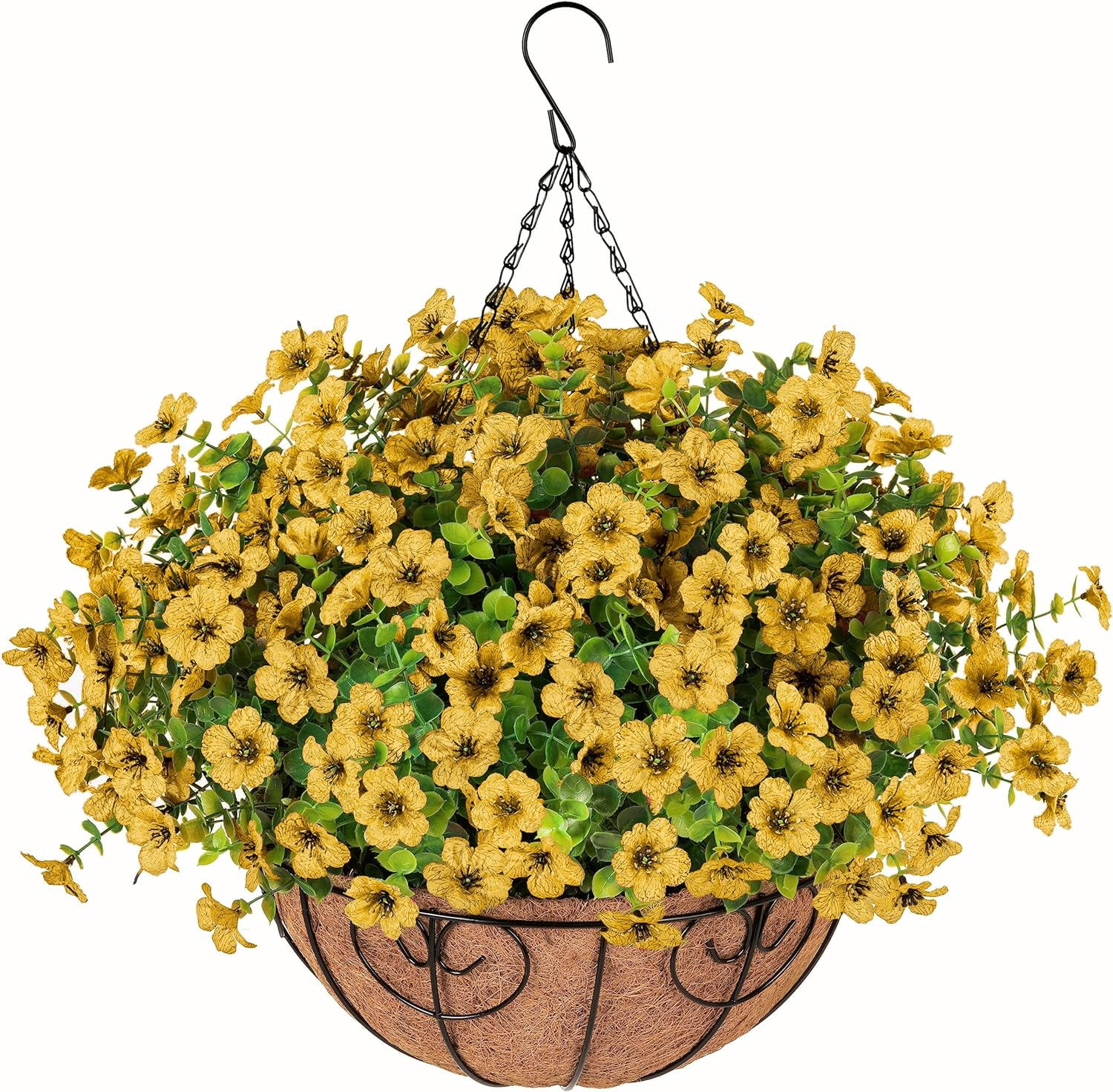 Artificial Fake Hanging Plants Flowers with Basket Outdoor Decor Faux ...