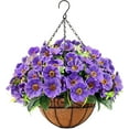 thumbnail image 1 of Artificial Fake Hanging Plants Flowers with Basket Outdoor Decor Faux Silk Dasiy Flower Arrangements in Pot Planter for Porch Home Indoor Patio Garden Yard Decoration, 1 of 6