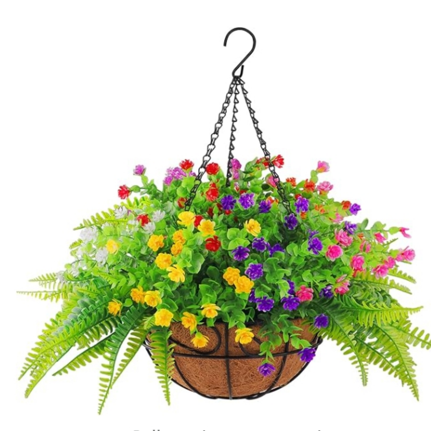 Artificial Fake Hanging Plants Flowers Basket for Outdoor Spring Summer ...