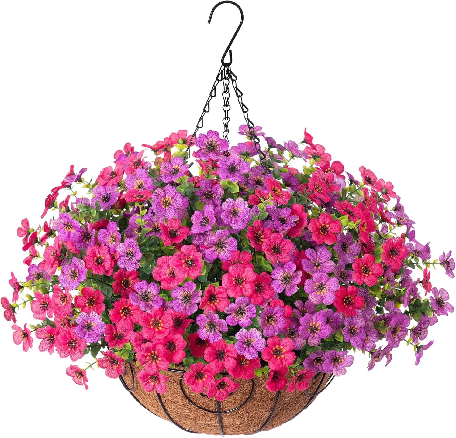 Artificial Fake Hanging Plants Flowers Basket for Outdoor Spring Summer ...