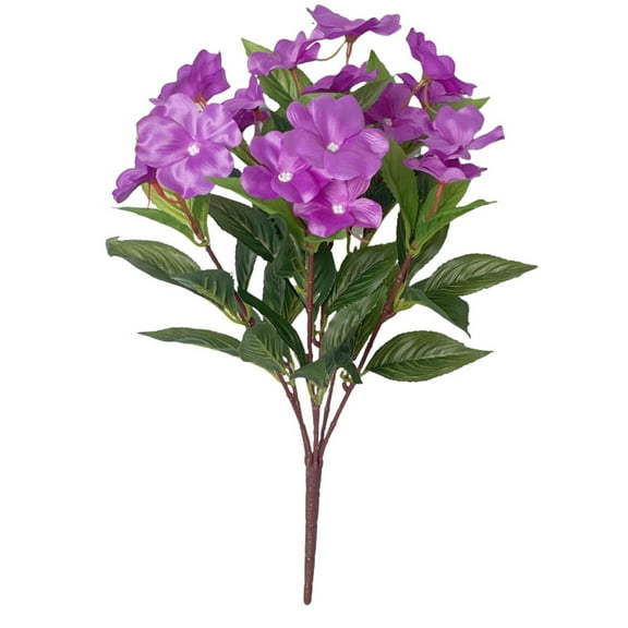 Artificial Impatiens Flowers 1 Bundles Outdoor UV Resistant Silk Impatiens for Patio Lawn Garden Planter Wedding Fall Thanksgiving Decor Indoor Outdoor Use