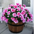 thumbnail image 1 of Artificial Fake Outdoor Flowers Plants for Spring Home Decoration, Faux Silk Red Camellia UV Resistant Realistic Look Real for Planter Outside Front Door Porch Patio Balcony, 3 Bundles, 1 of 5