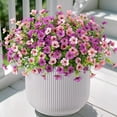 thumbnail image 1 of Artificial Fake Plants Flowers for Outdoor Spring Decor, 12 Bundles Faux Silk Mums for Planter Pot Colorful UV Resistant Look Real for Front Door Porch Patio Outside Yard(Purple Pink), 1 of 5