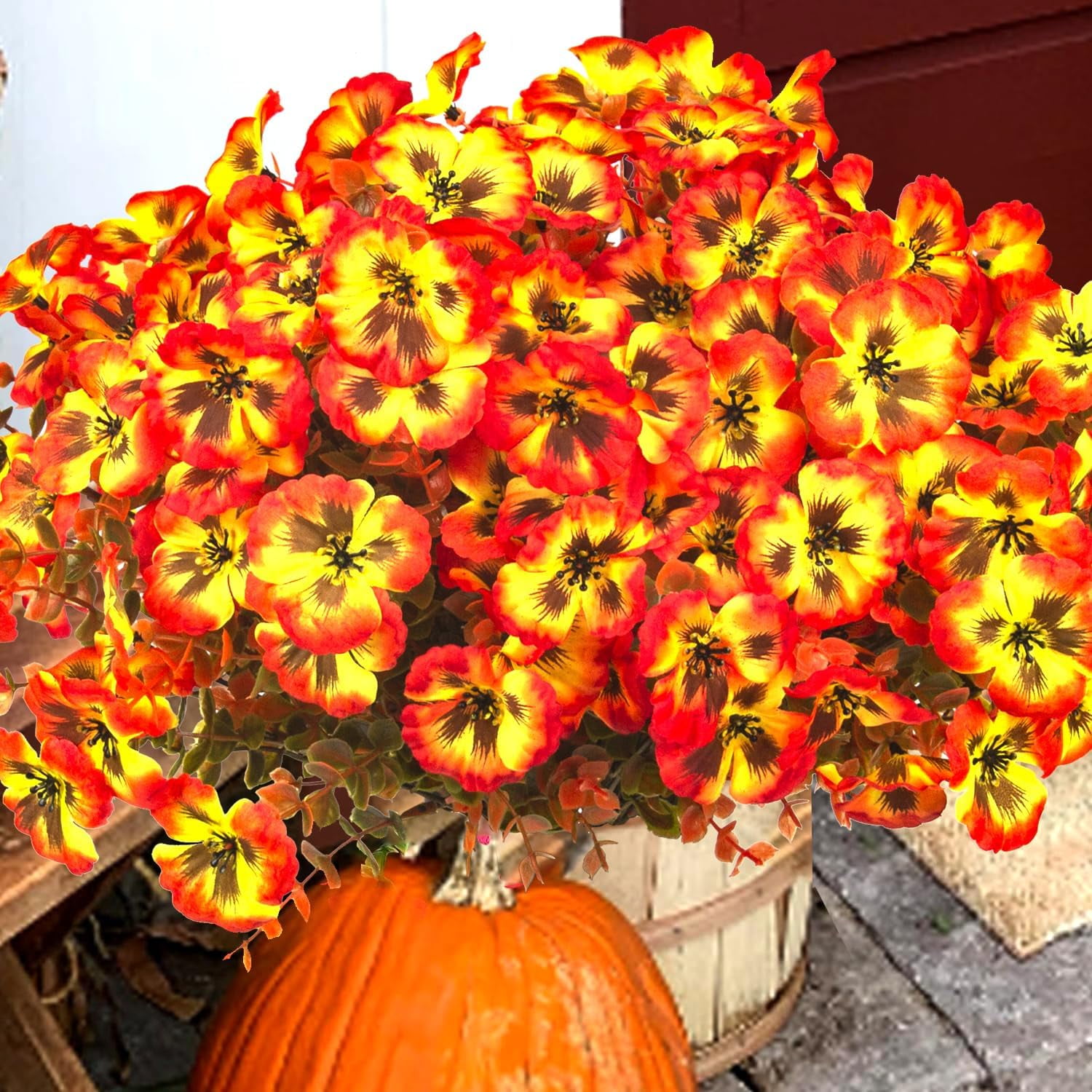 Artificial Fake Plants Flowers for Outdoor Spring Decoration, 10 Bundles Faux Silk Colorful Daisy UV Resistant Realistic for Outside Porch Patio Home Yard Garden Planters Pots Window Box(Mix)