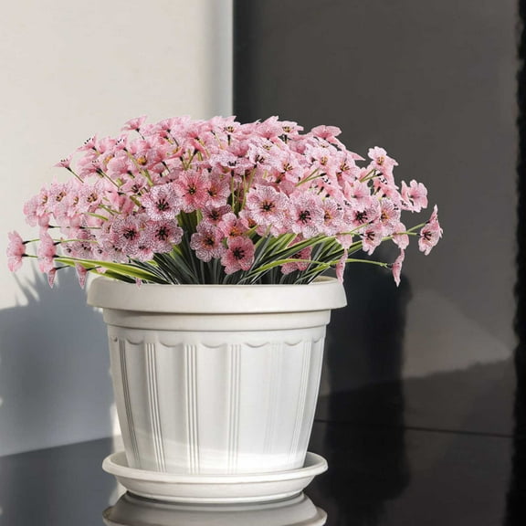 Artificial Fake Plants Flowers for Outdoors,Uv Resistant Faux Plastic Colorful Mix Violet Flowers for Outside Spring Summer Decor,Artificial Flowers for Table Decoration,Artificial Violet in Pot