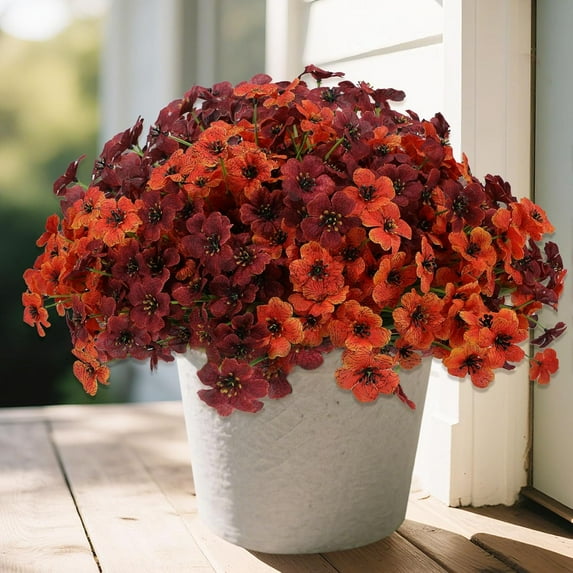 Artificial Fake Plants Flowers for Outdoors, UV Resistant Faux Plastic Colorful Mix Mum Flowers for Outside Spring Summer Decor