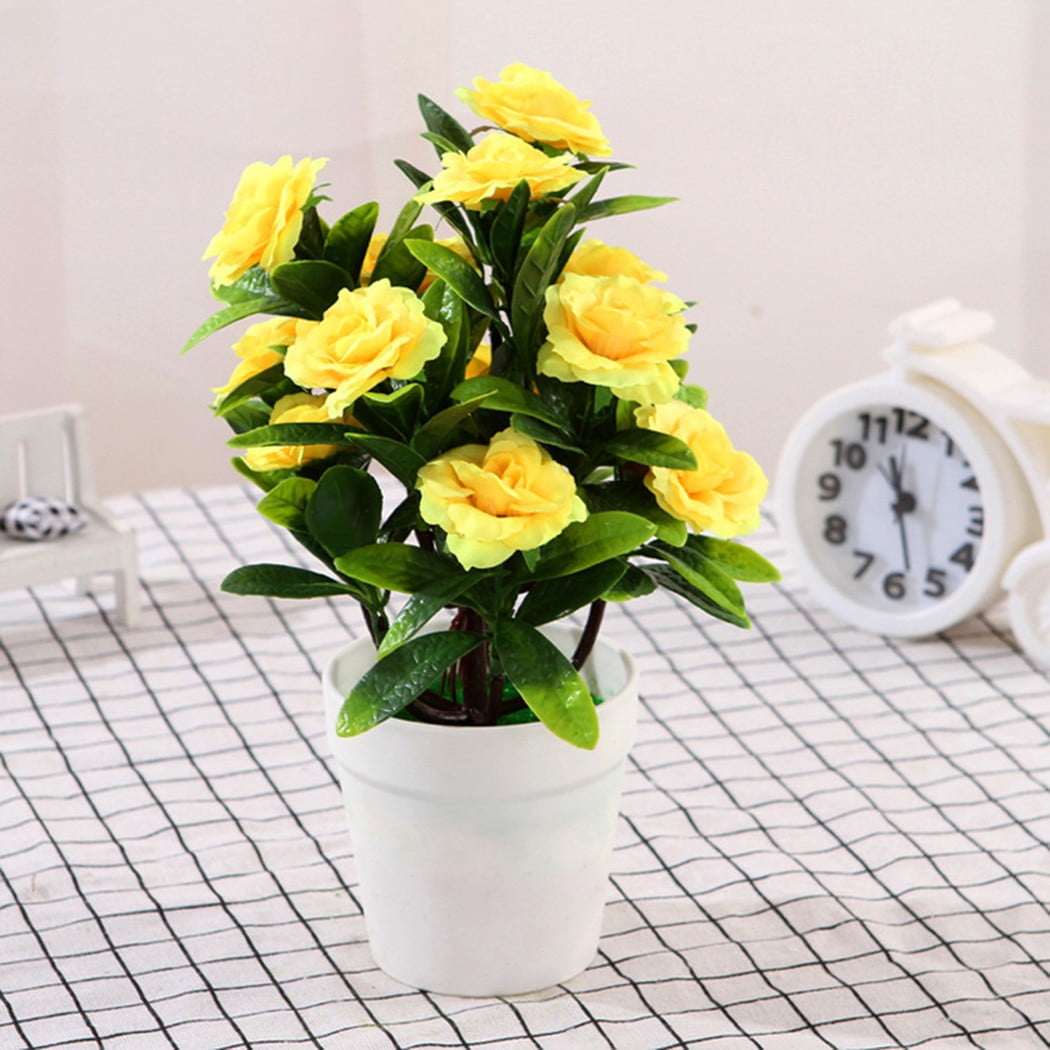 Artificial Fake Rose Flowers Plants In Pot Outdoor Garden Office Home