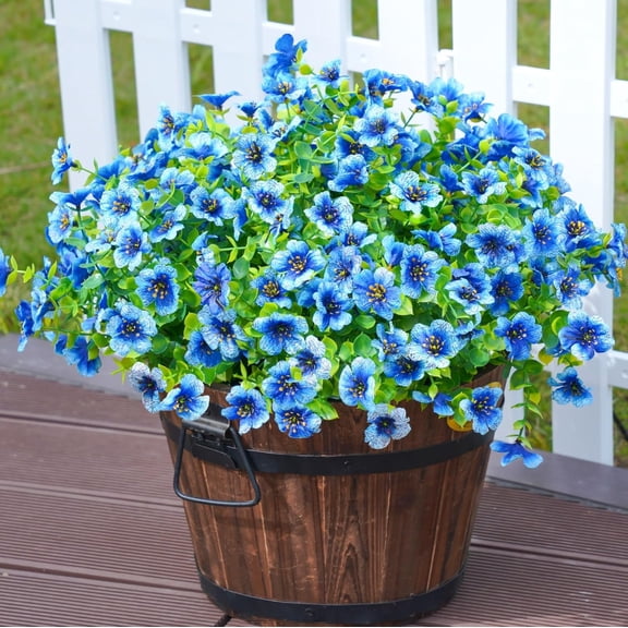 Artificial Fake White Flowers Plants for Outdoor Winter Christmas Decoration, 10 Bundles Faux Silk Daisies UV Resistant Look Real for Outside Planter Pot Porch Yard Patio Garden