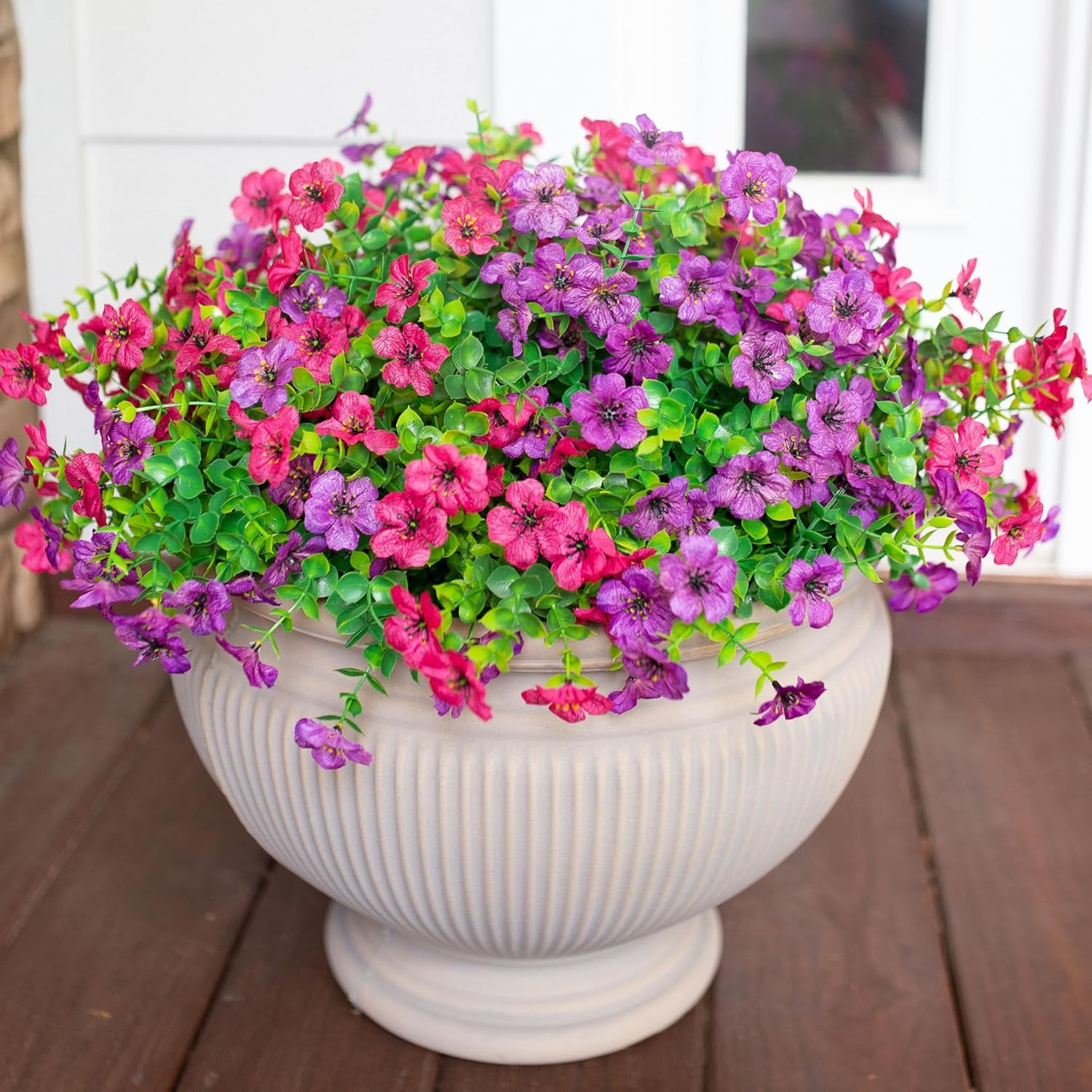 Artificial Fake White Flowers Plants for Outdoor Winter Christmas Decoration, 10 Bundles Faux Silk Daisies UV Resistant Look Real for Outside Planter Pot Porch Yard Patio Garden