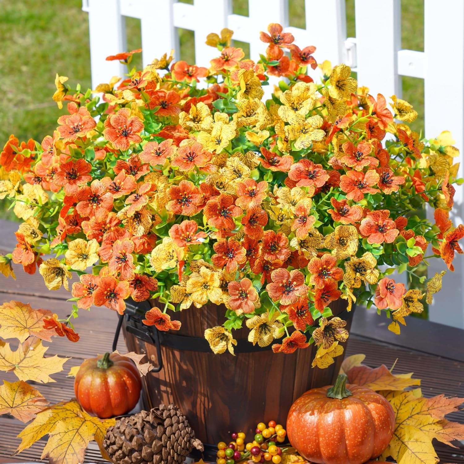 Artificial Fake White Flowers Plants for Outdoor Winter Christmas ...