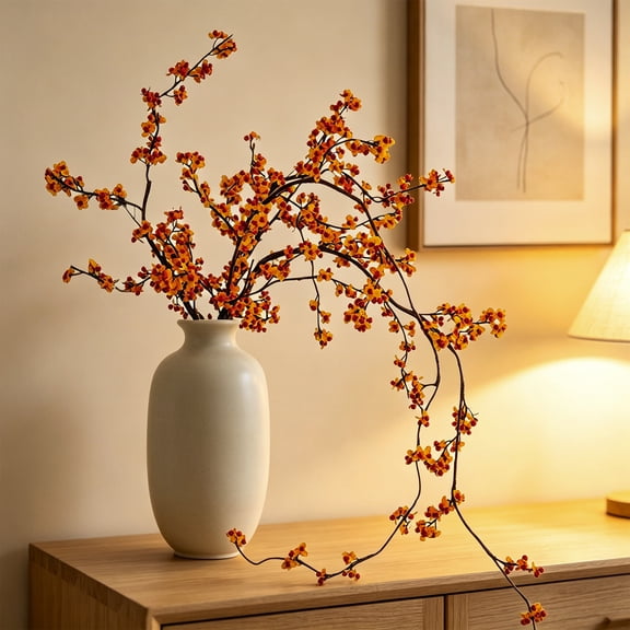 Artificial Fall Bittersweet Branches for Tall Vase,Faux Flower Twigs, Faux Stems Look Real and Realistic for Party Home Office Fall Table Centerpiece Decorations