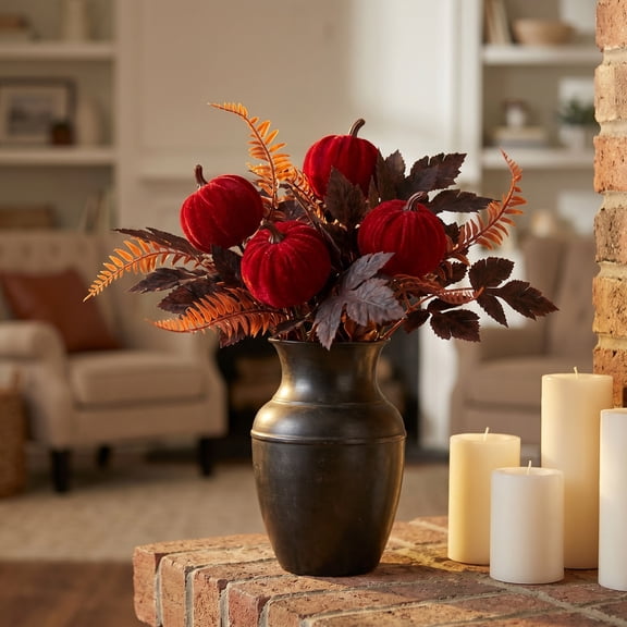 Artificial Fall Branches,Fake Pumpkin Maple Beech Leaves Pick,Fall Greenery Branch Fake Fall Leaves Stems,Halloween Decoration Artificial Maple Leaf Branches Thanksgiving Fall Centerpiece Table Decor