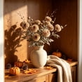 thumbnail image 1 of Artificial Fall Chrysanthemum Floral Stem, Dried Style Faux Flower Sprig With Long Flexible Branch, Rustic Harvest Vase Filler, Thanksgiving Table Mantel Home Decor, 1 of 6