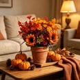 thumbnail image 1 of Artificial Fall Flower Arrangement, Sunflowers with Morning Glory Blooms & Cosmos Leaves, Harvest Floral Bouquet for Outdoor Porch, Table Vase, Entryway, Mantel & Thanksgiving Decor, 1 of 9