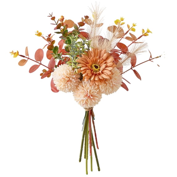 Artificial Fall Flower Bouquet for Home Decor, Silk Autumn Floral Arrangement with Realistic Foliage, Faux Harvest Centerpiece for Thanksgiving, Table, and Wedding Decoration