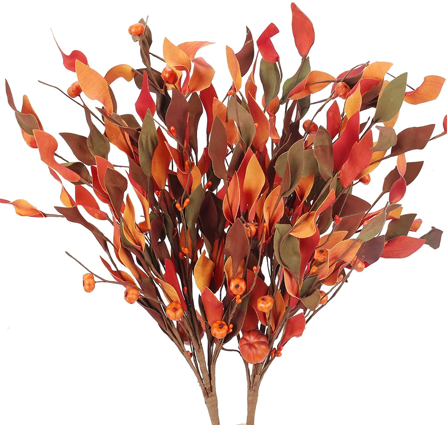 Artificial Fall Flowers Arrangement with Small Pumpkin Fake Autumn Leaves Fall Stems for Vase Dried Flowers Bouquet for Autumn Winter Home Kitchen Party Decoration