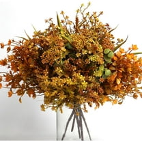 Artificial Fall Flowers, Autumn Decorations Leaves Greenery Shrubs for Thanksgiving Home Kitchen Room Farmhouse Floral Arrangements Indoor Outdoor Wedding Party Fireplace Fall Color (6 Bundles) A