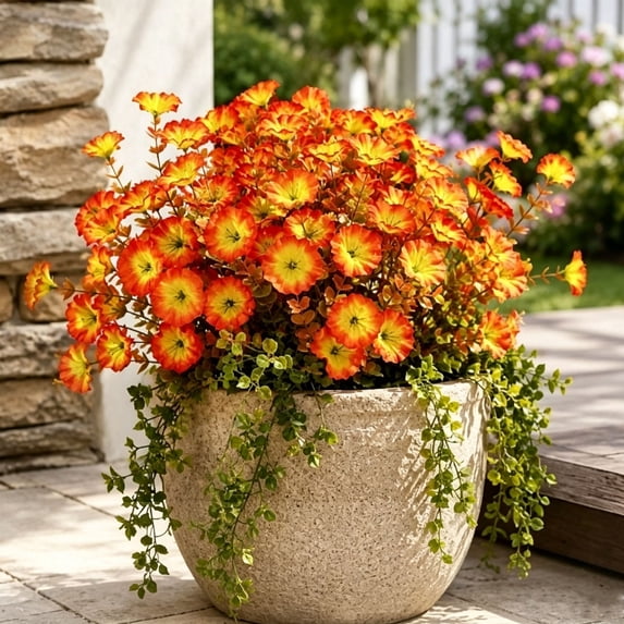 Artificial Fall Flowers Bouquet 35cm Faux Silk Stems Tall Vase Decor for Home Table Centerpiece Living Room Shelf Dining Room Entryway Thanksgiving Decoration 2 Pack