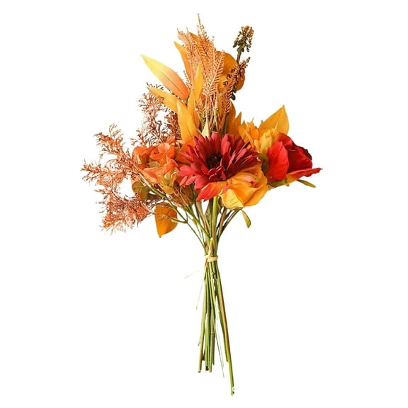 Autumn Flowers Bouquet - Artificial Fall Flower Arrangements in Silk, Seasonal Home Indoor Decor for Table Centerpieces, Office, Wedding, and Bride Bouquet Displays