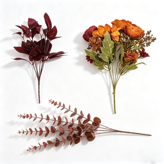 Artificial Fall Flowers Bouquet Set, Sunflower Peony Mixed Floral ...