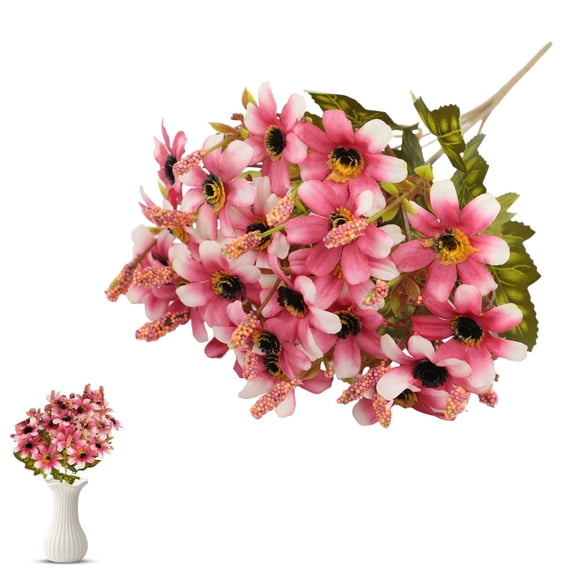 Artificial Fall Flowers Bouquet Silk Autumn Flowers Faux Fall Flower Arrangements Fake Daisy for Farmhouse Home Kitchen Table Centerpieces Wedding Grave Cemetery Decor,F (13")