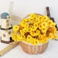 thumbnail image 1 of Artificial Fall Flowers Bouquet Stem with Leaves, 7-Head Faux Morning Garden Branch for Outdoor Porch Planters, Vase Centerpieces and Thanksgiving Decor, Yellow/Red/Orange 35cm, 1 of 6