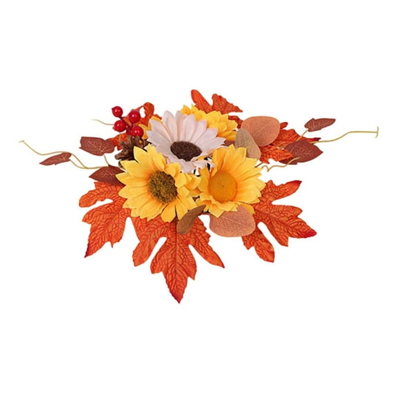 Artificial Fall Flowers Centerpiece - Sunflower, Maple Leaf and Pumpkin Arrangement for Thanksgiving Table Decor, Autumn Flower Balls for Home, Office, and Seasonal Holiday Decorations