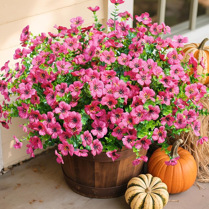 Artificial Fall Flowers Fake Mums for Outdoor Autumn Decoration, 12 ...