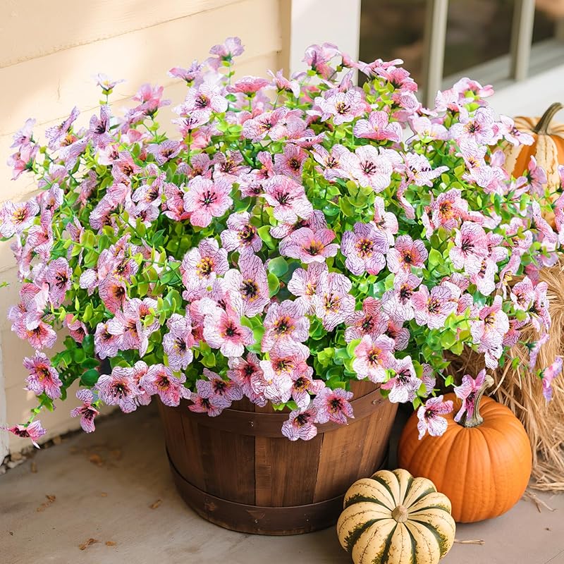 Artificial Fall Flowers Fake Mums for Outdoor Autumn Decoration, 12 ...