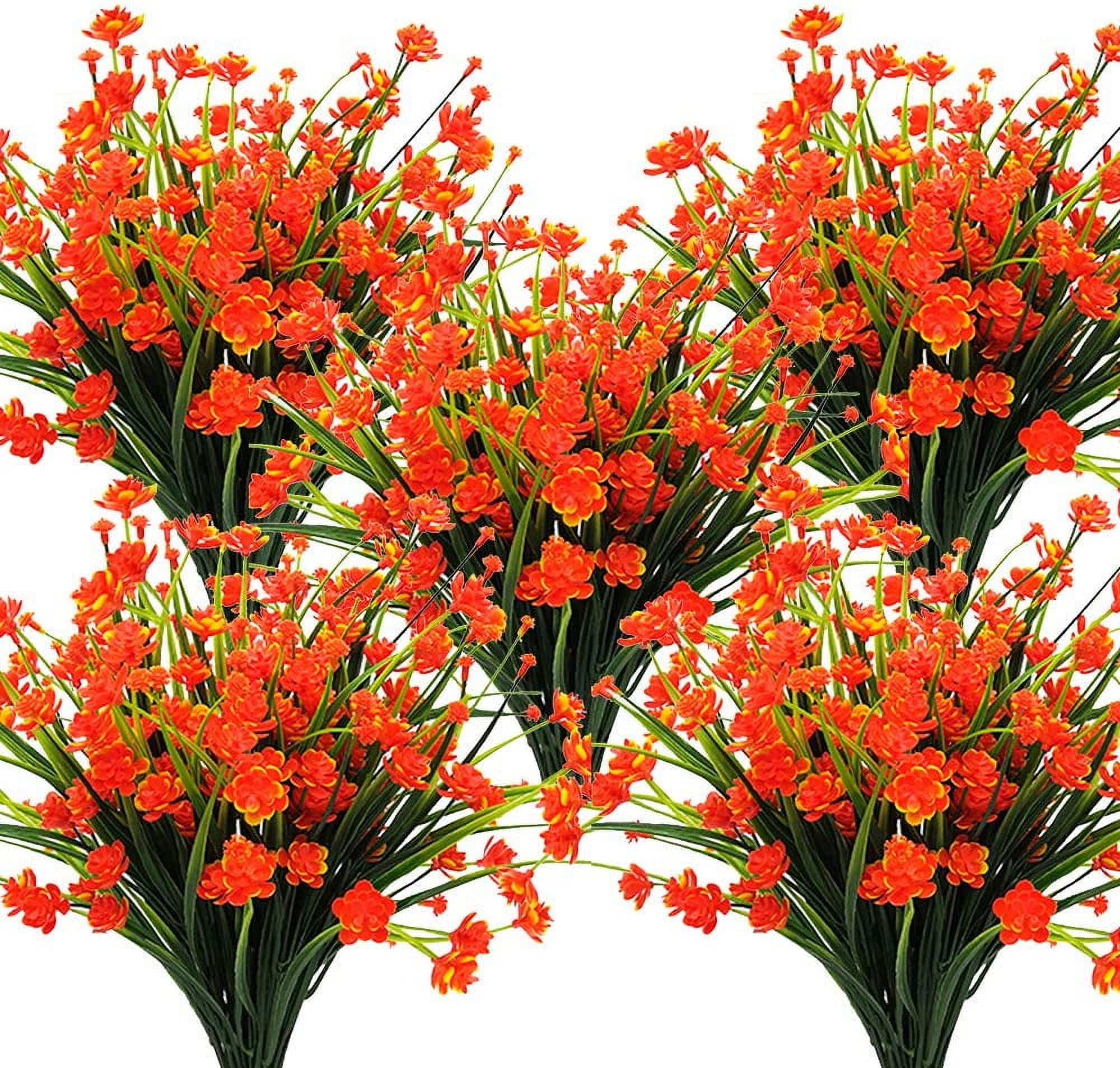Artificial Fall Flowers, Fake Outdoor UV Resistant Autumn Plants for Home Kitchen Christmas Festival Thanksgiving Autumns Decoration(Fall Orange)