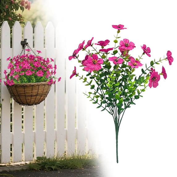 Artificial Fall Flowers,Faux Eucalyptus Flower Bundles for Outdoors,Bendable Branch Fake Eucalyptus Flower Bushes,Lifelike Silky Faux Eucalyptus Floral Stems,Realistic Floral Bouquet for Vase,Garden