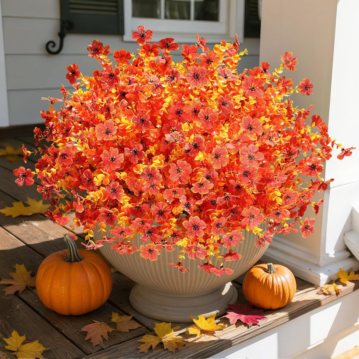 Artificial Fall Flowers Faux Mums for Outdoor Planters, Fall ...