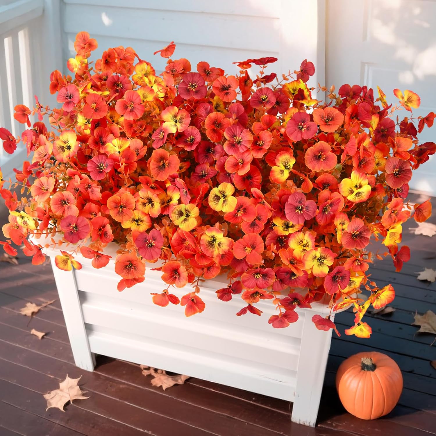 Artificial Fall Flowers for Outdoor, 12 Bundles Faux Pansy Fake Mums ...
