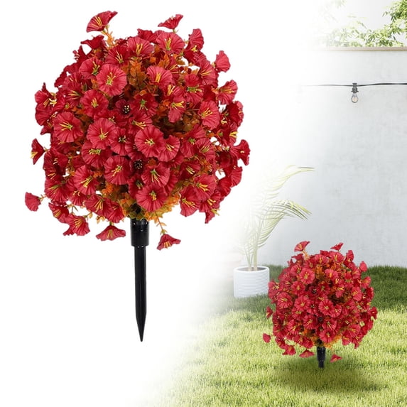 Artificial Fall Flowers for Outdoor,Fall‑Themed Faux Topiary Shrub,Lifelike Faux Floral Arrangement with Ground Stake,Boxwood Topiary Faux Autumn Floral Ground‑Stake,Topiary Ball with Stake