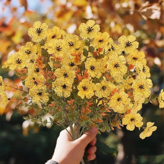 Artificial Fall Flowers Outdoors, 25 Bundles Autumn Fake Silk Flowers Plants Faux Fall Decorations for Home Outside Yard Garden Porch Patio Decor, Multicolor