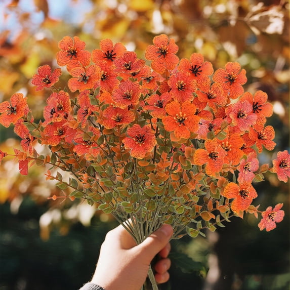 Artificial Fall Flowers Outdoors, 25 Bundles Autumn Fake Silk Flowers Plants Faux Fall Decorations for Home Outside Yard Garden Porch Patio Decor, Multicolor