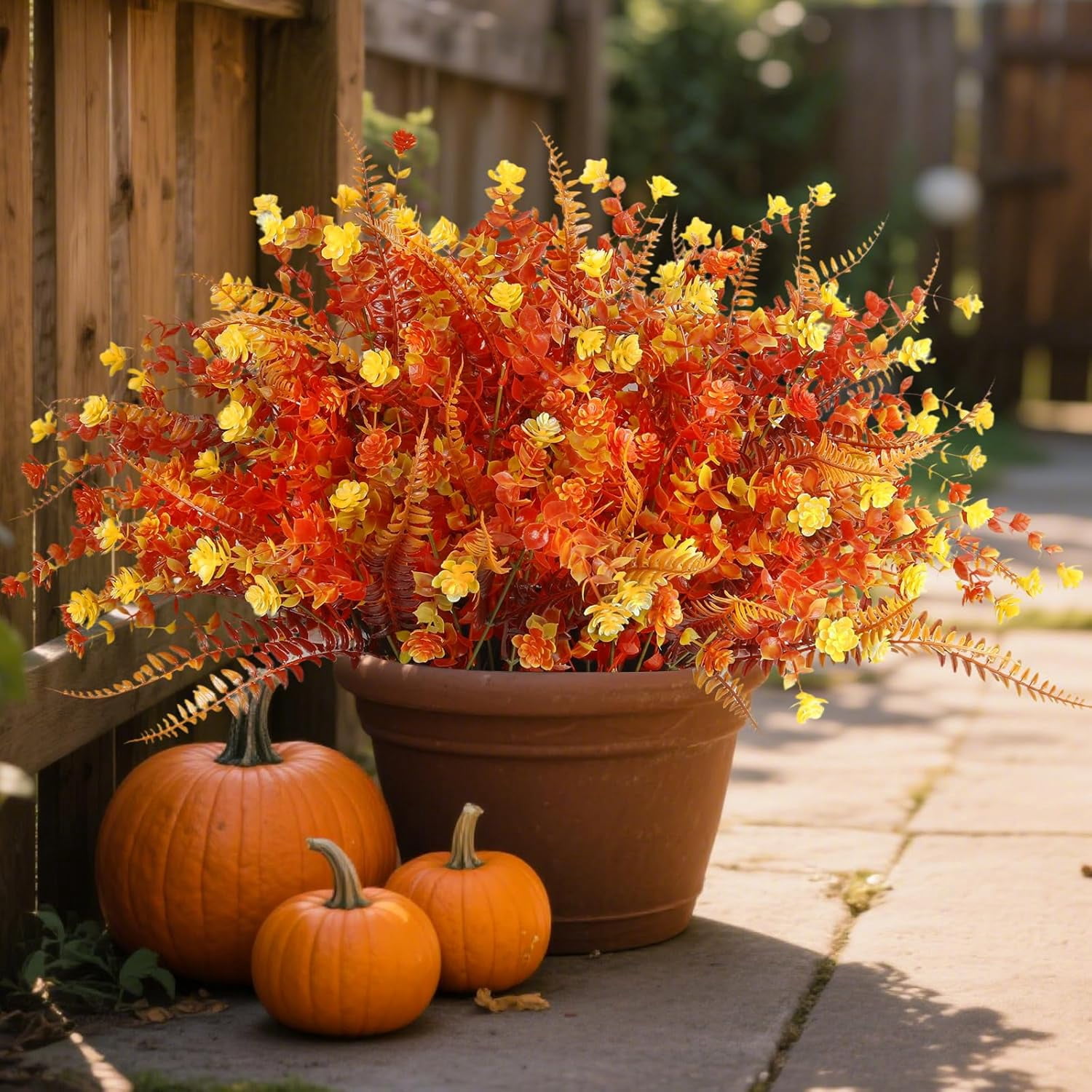 Artificial Fall Flowers for Outdoors,36 pcs Faux Outdoors Plants ...