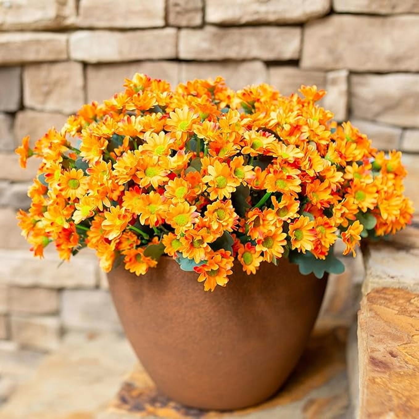 Artificial Fall Flowers Outdoors, 6 Pcs Faux UV Resistant Autumn ...