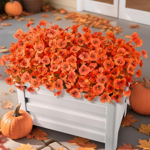Artificial Fall Flowers for Outdoors Decoration, 12 Bundles Faux ...