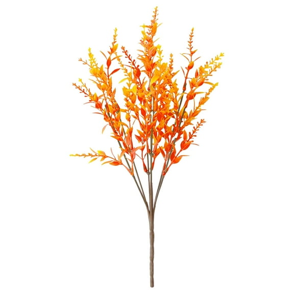 Artificial Fall Flowers for Outdoors,UV Resistant Fake Lavender Flowers Outdoor Faux Plastic Plants Flower for Indoor Outdoor Home Decoration,Faux Fall Flowers for Indoor-Outdoor Home Decor(Orange,)