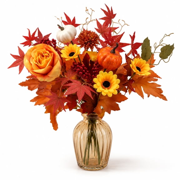 Fall Picks Floral Thanksgiving Stems Aesthetic Fall Décor Artificial Leaves for Decoration for Centerpiece Table Pumpkin Sunflower Autunm Greenery for Home Wedding Design 1
