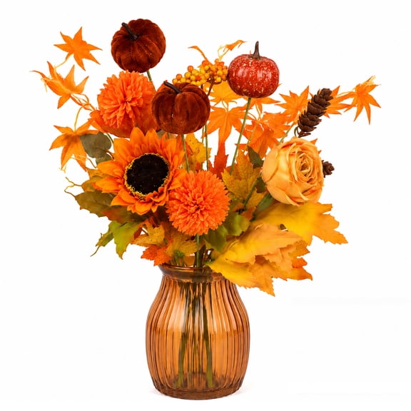 Fall Picks Floral Thanksgiving Stems Aesthetic Fall Décor Artificial Leaves for Decoration for Centerpiece Table Pumpkin Sunflower Autunm Greenery for Home Wedding Design 2