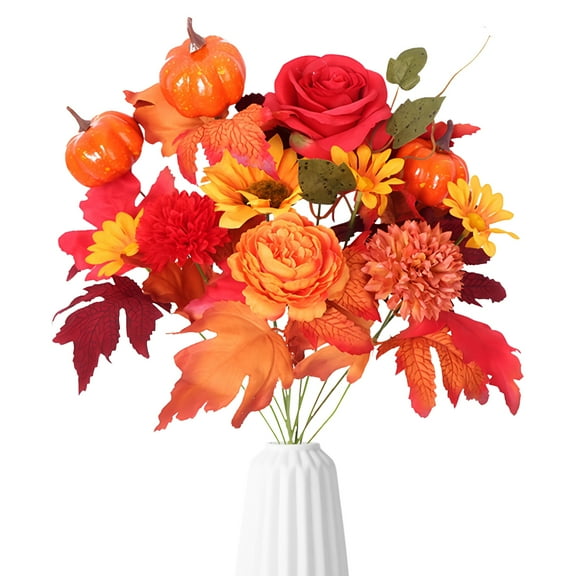 Fall Picks Floral Thanksgiving Stems Aesthetic Fall Décor Artificial Leaves for Decoration for Centerpiece Table Pumpkin Sunflower Autunm Greenery for Home Wedding Design 5
