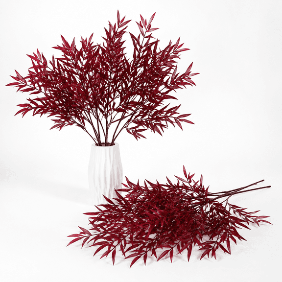 Artificial Fall Leaves Stems with 456 Dark Red Leaves, 2 Bundles Fall Floral Arrangement Spray for Vases, Thanksgiving Harvest Decor, Home & Office Seasonal Centerpieces