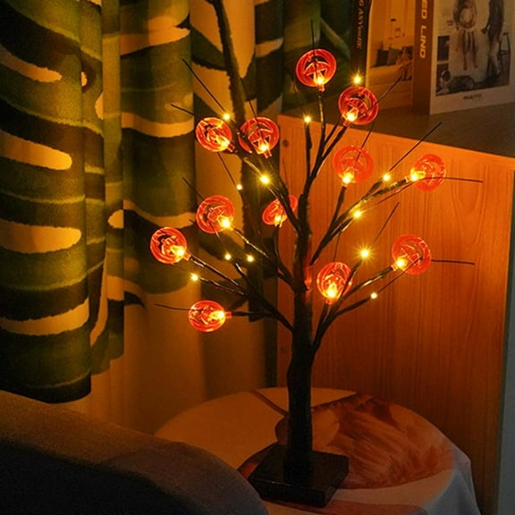 Artificial Fall Lighted Maple Tree LED Thanksgiving Decorations Table Lights Battery Operated for Wedding Party Gifts Indoor Outdoor Autumn Harvest Home Decor