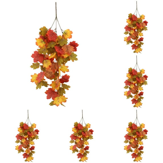 Artificial Fall Maple Leaf Hanging Outdoor Autumn Decor Maple Leaves Vines Garland for Indoor Outdoor Home Garden Thanksgiving Halloween Party Fireplace Door Decoration