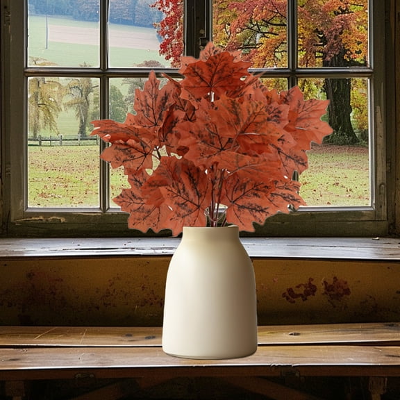 Artificial Fall Maple Leaves Stems Autumn Faux Leaf Branches Thanksgiving Fake Plant Picks Halloween Farmhouse Table Centerpieces Decorations