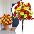 thumbnail image 1 of Artificial Fall Morning Glory Flowers With Ground Stake, Orange Red Yellow Autumn Garden Flower Decor For Yard Patio Porch Cemetery Thanksgiving, 1 of 7