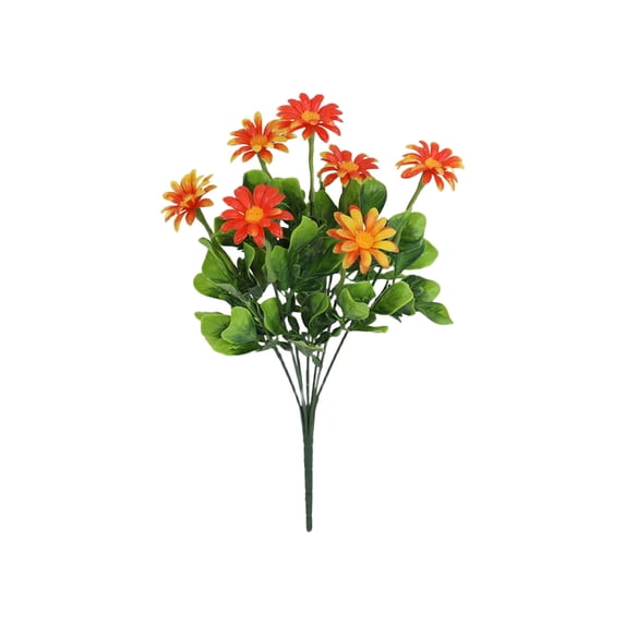 Artificial Fall Mum Flowers for Outdoor, Waterproof Floral Arrangements, Fake Autumn Daisy Flowers for Front Door Patio Garden Yard Planter Home Decor, Orange
