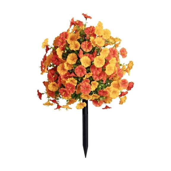 Artificial Fall Mum Topiary With Ground Stake For Porch Garden Decor